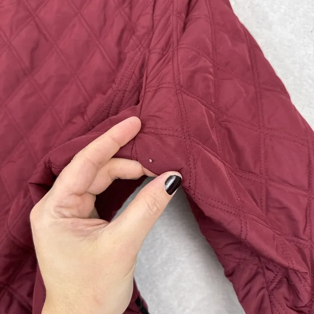 Croft & Barrow Barn Jacket Womens XL Burgundy Quilted Corduroy Collar Chore Coat - Picture 8 of 14